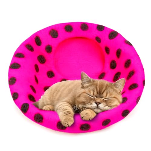 Premium Felt Cat Cave Bed (Pink Polka)