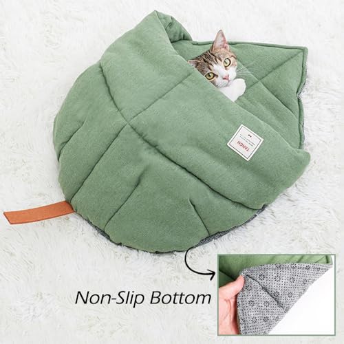 Cat Sleeping Bag Cave Bed with Non (Green / M)
