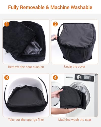 Dog Booster Car Seat with Extend Backrest for Small Medium Pet (Black / 18.5"l X 18.5"w X 22"h)