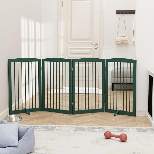 Freestanding Pet Gate for Dogs (32" Height-4 Panel / Green)