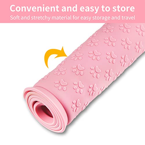 2 Pack Pet Placemat for Dog and Cat (11.8"L x 11.8"W - 2 Pack / Pink)