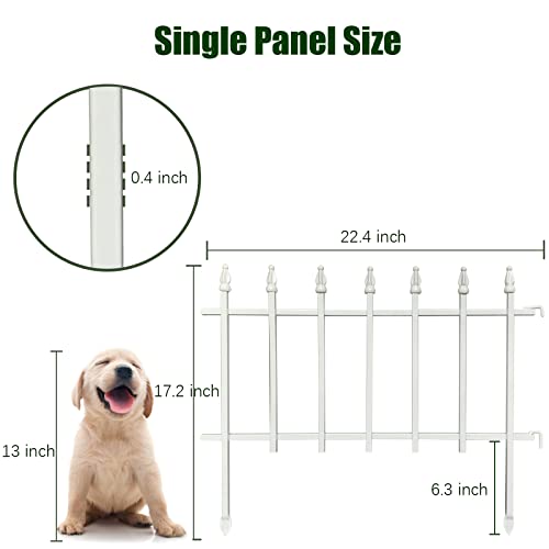 18"H x 22"W Decorative Metal Garden Border Fence (White / 18″ H x 9.17 ft (5 Panels))