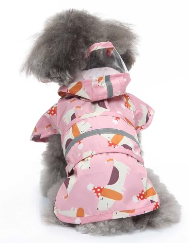 Dog Raincoat Hooded Reflective Waterproof Slicker Poncho (Dog / 3XL(33-38 pound))