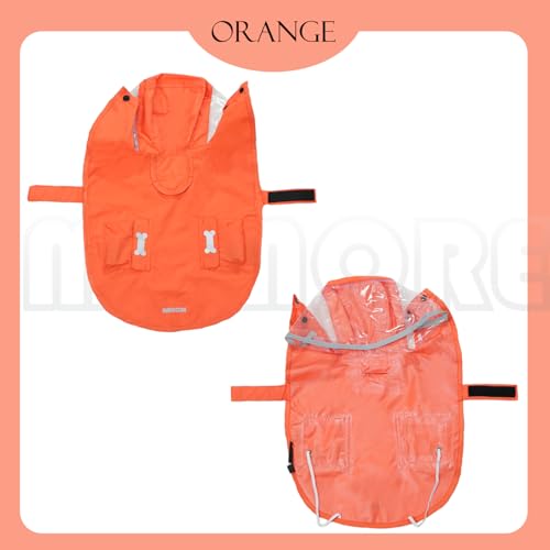 Dog Raincoat Waterproof Rain Poncho with Hoodie (X-Small: 4-9lbs / Orange)