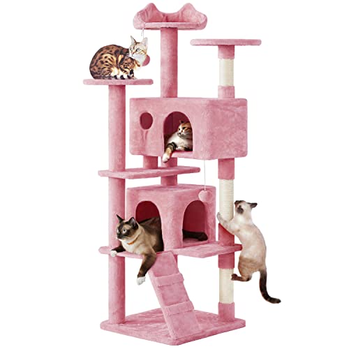 70in Multi Level Sturdy Cat Tree (Pink / 70in)