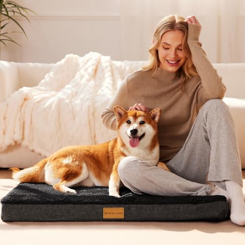 Orthopedic Large Dog Bed Washable Pet Sofa Mat 48''X30'' Black (48"L x 30"W x 3.5"Th / Black)
