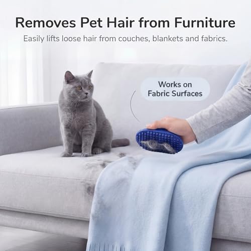 Rubber Grooming Brush for Dogs & Cats (Blue)