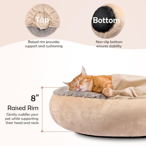 Dog Beds for Small Medium Dogs (M(26" x 26" x 8") / Beige)