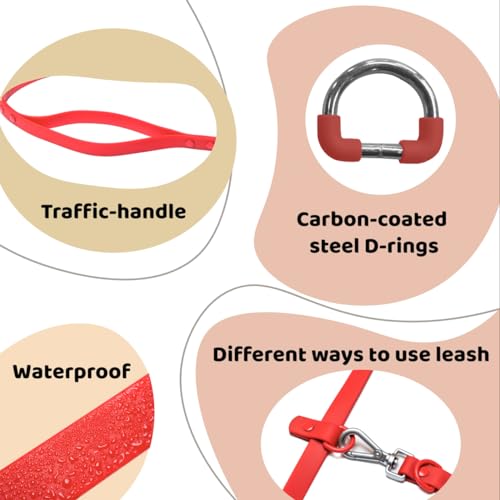 Heavy Duty Hands Free Dog Leash for Medium to Large Dogs for Comfortable Running (Red)