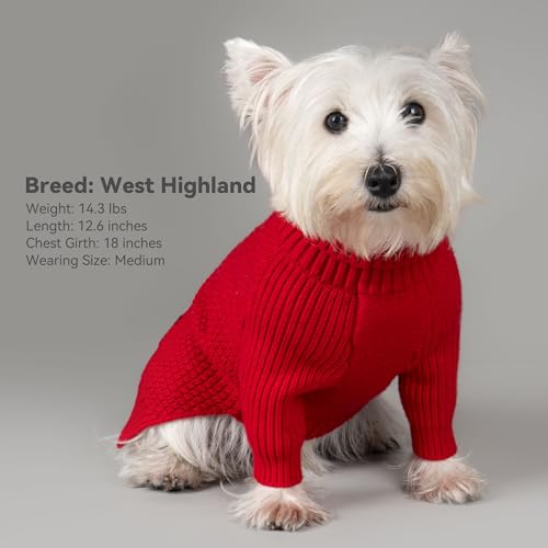 Dog Sweater Long Sleeve Warm Knit Sweaters for Medium Dogs Boy Girl (Red / X-Large)