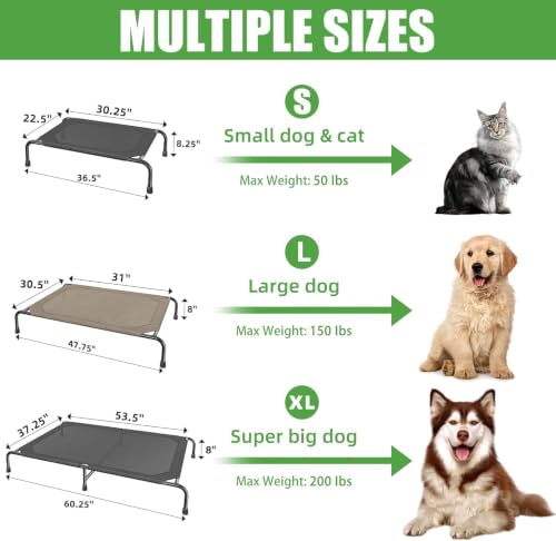 Raised Dog Bed for Extra Large Dogs (60.25"L x 37.25"W x 8"Th / Black)