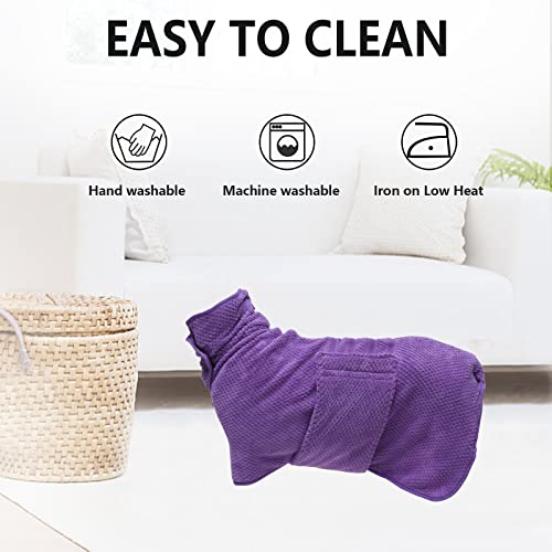 Dog Bathrobe Towel Dog Drying Coat (Small / Purple(Pineapple grid))