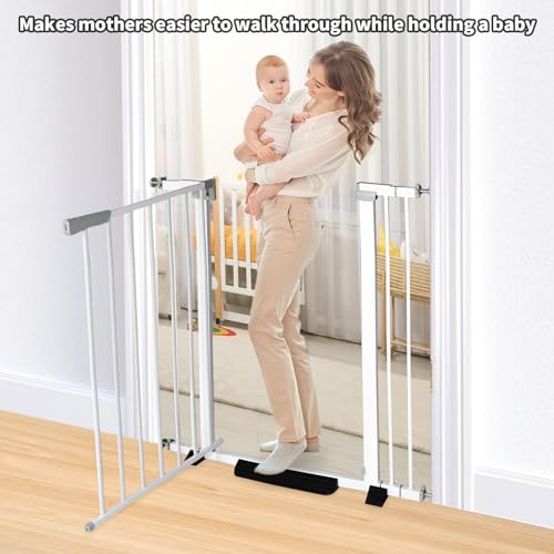 41 Inch Tall Baby Gate Auto Close Dog Gate (White / 29.92"-43.71" Wide)