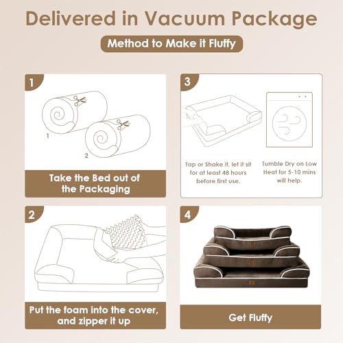 Orthopedic Dog Bed Medium Size Dog (Brown / 30.0"l X 20.0"w X 6.5"th)
