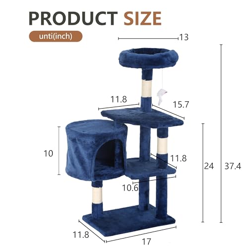 36" Cat Tree Tower (Navy Blue)