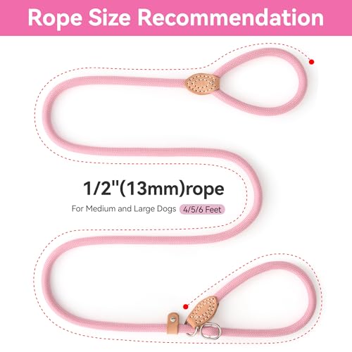 Heavy Duty Slip Lead No Pull Leash 6 (Pink / 4 Feet)