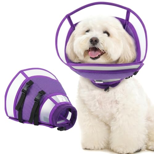 Dog Cone Alternative for Small Dogs to Stop Licking (Purple / Medium)