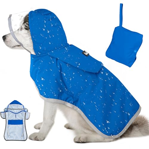 Dog Raincoat Waterproof Rain Jacket (Blue / Medium)