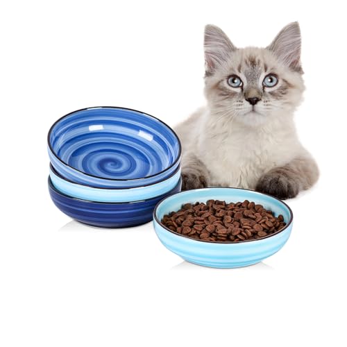 5.6 Inch Ceramic Cat Bowls Set of 4 (5.6 Inch, Set of 4 / Gradient Blue)