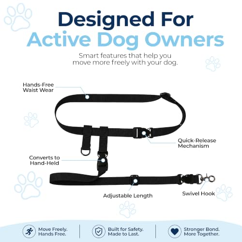 Hands Free Dog Leash (Regular Dog System (Regular Belt (22"- 40" Waist)) / Black)