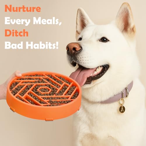 Slow Feeder Dog Bowls Large Medium Breed (Orange)