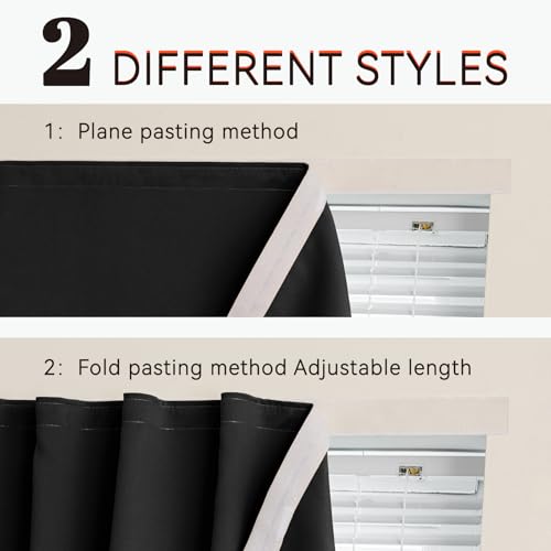 Self Adhesive Curtains for Windows (Black / 59"W x 71"L (Pack of 1))