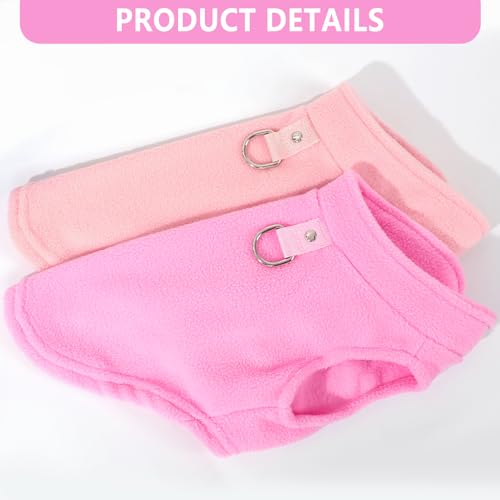 2 Pack Dog Sweater with Leash Ring Winter Warm Pet Sweater Clothes Coat Fleece Dog Sweaters for Small Medium Dogs Girl Boy for Chihuahua (pink,light pink / X-Large(19-26lbs))