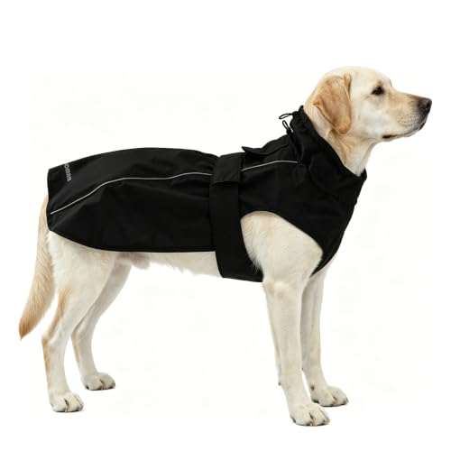Adjustable Waterproof Dog Raincoat for Dogs (Black / 3X-Large(77-94lb))