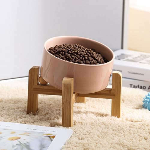 Khaki Raised Elevated 15°Slanted Ceramic Dog Bowl for Small Breeds (Khaki / 1.7 CUPS - Puppy/Small Dogs & Cat Bowls)