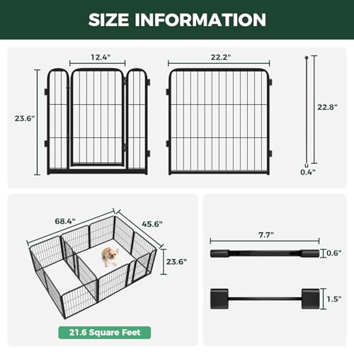 Homeplus Indoor Dog Playpen with Divider Connectors (Black / 24"H)