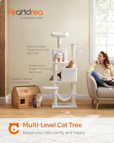 Cat Tree 59.5 (59.5 Inches / Cream White)