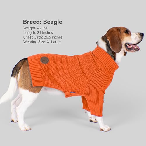 Dog Sweater Long Sleeve Knitted Turtleneck Pullover Warm Clothes (Orange / XXXX-Large)