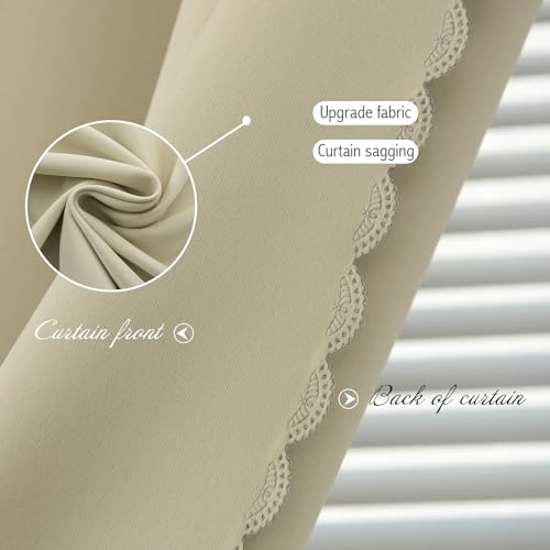 Self Adhesive Portable Blackout Curtains for Bedroom Easy to Install Window Thermal Lnsulated Kitchen Room Darkening Small Window Curtains (47"W x 84"L (Pack of 2) / Beige)
