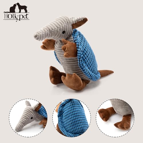Armadillo Squeaky Dog Toys for Medium Large Dogs (10 IN / Blue)
