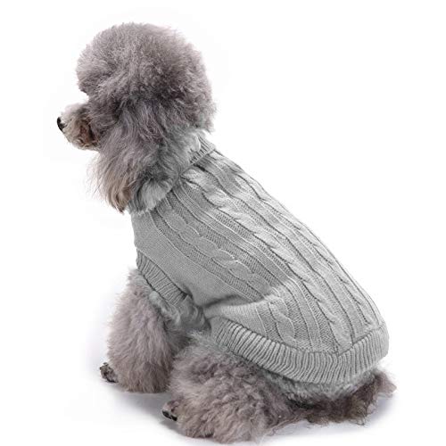 Dog Sweater Soft Warm Turtleneck Knitted Clothes for Small Medium Large Pet (Grey / XX-Large)