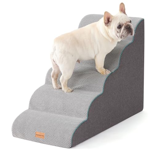 Dog Stairs for Small Dogs 22.8" H (Grey / Curved 15.7"x33"x22.8")