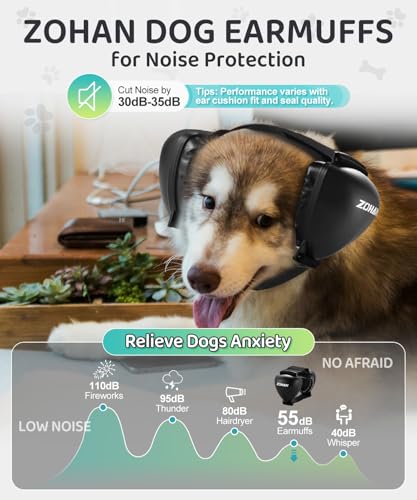 DG02 Dog Ear Muffs Noise Protection (Black-large-gel Earpads)