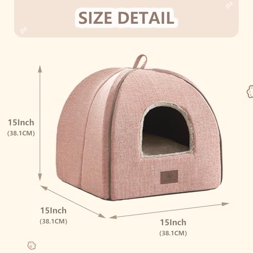 Cat Bed for Indoor Cats (Pink / M(15 x 15 x 15 Inch))