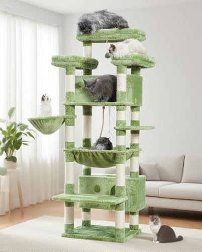 Cat Tree 74" Tower for Large Cats (74 inch / Green)