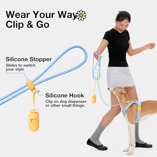 Crossbody Hands Free Dog Leash (Daisy Blue)