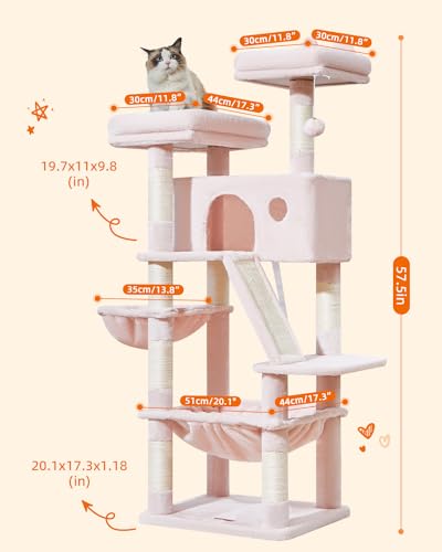 Sturdy Cat Tree (Jelly Pink / 57.5 Inches)