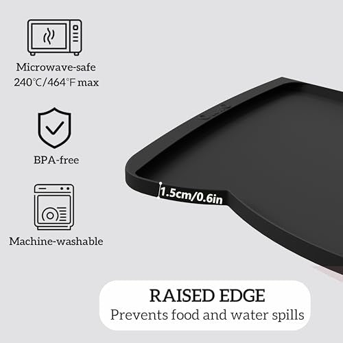 Large Dog Food Mat (24"L x 15"W / Black)