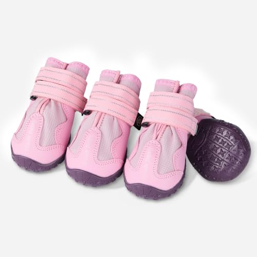 365 Dog Shoes (365 Pink / Size 3: 2"x2.36"(W*L) (Pack of 4))