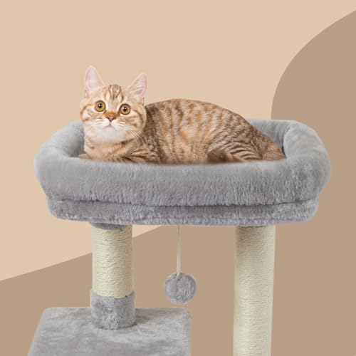 Cute Cat Tree Kitten Cat Tower Condo Cat Furniture Sisal Scratching Posts G (Grey)