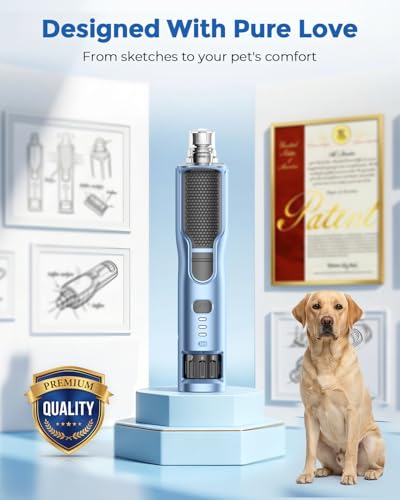 7 Speed Quiet Dog & Cat Nail Grinder with 360° LED for Thick Nails (White)