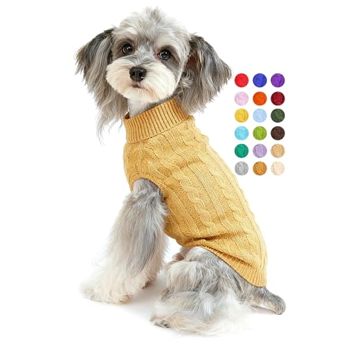 Dog Sweater Soft Warm Turtleneck Knitted Clothes for Small Medium Large Pet (Khaki Apricot / XX-Large)