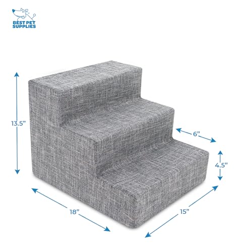 Dog Stairs & Steps (Ash Gray Linen / H: 13.5 Inches)