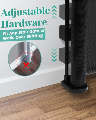 59 inch Reinforced Retractable Baby Gates 42 inch Tall (Black / 42" Tall x 59" Wide)
