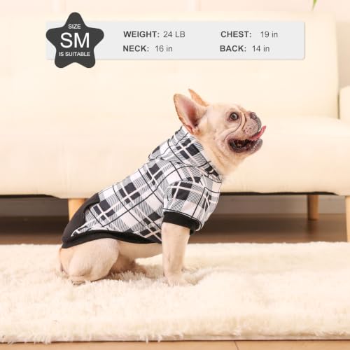 Plaid Dog Hoodie (Medium / Black & White)