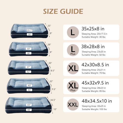 XL Orthopedic Dog Bed for Large Dogs (XL(42"L x 30"W x 8.5"Th) / Blue)